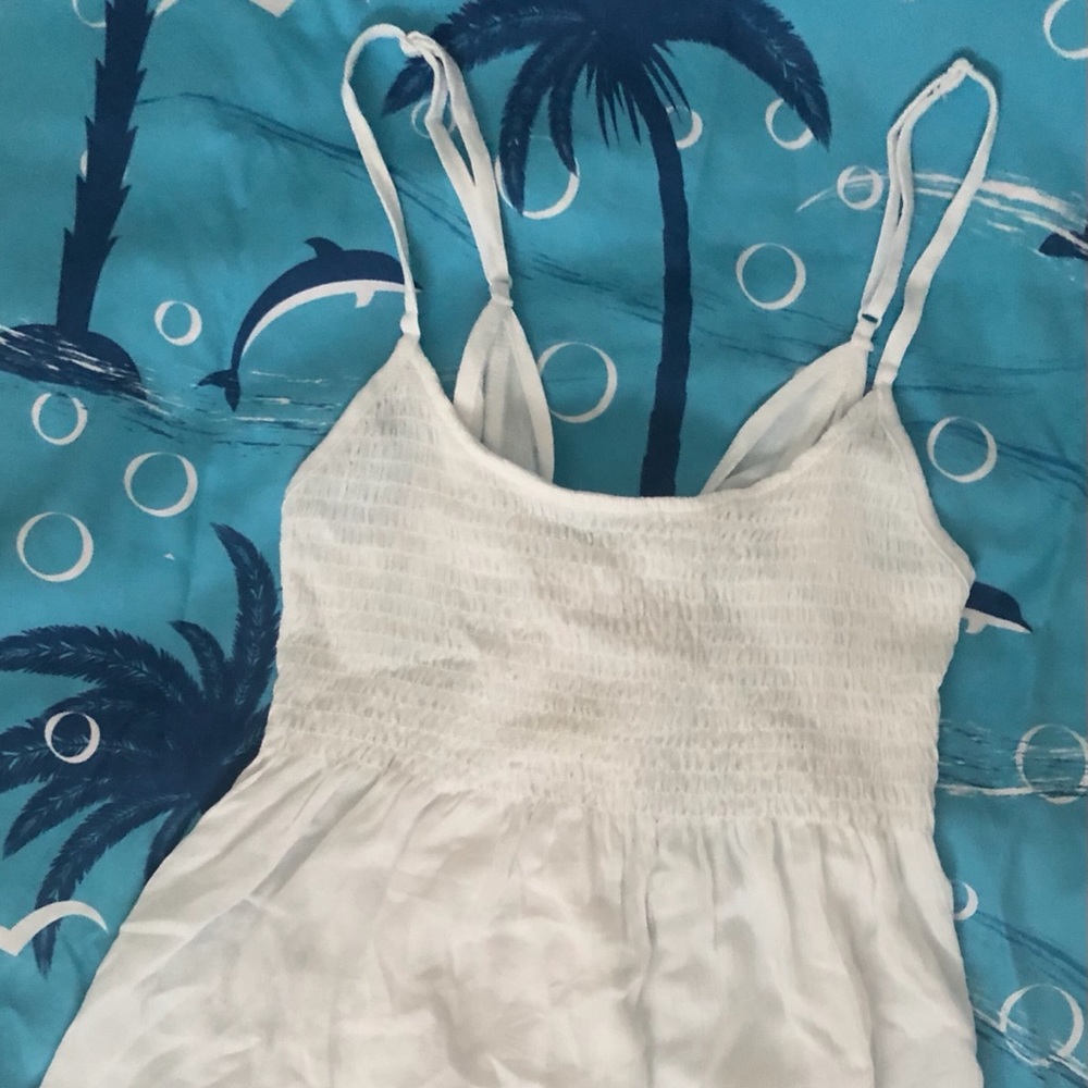 Boho smocked, tie-back, baby doll tank M